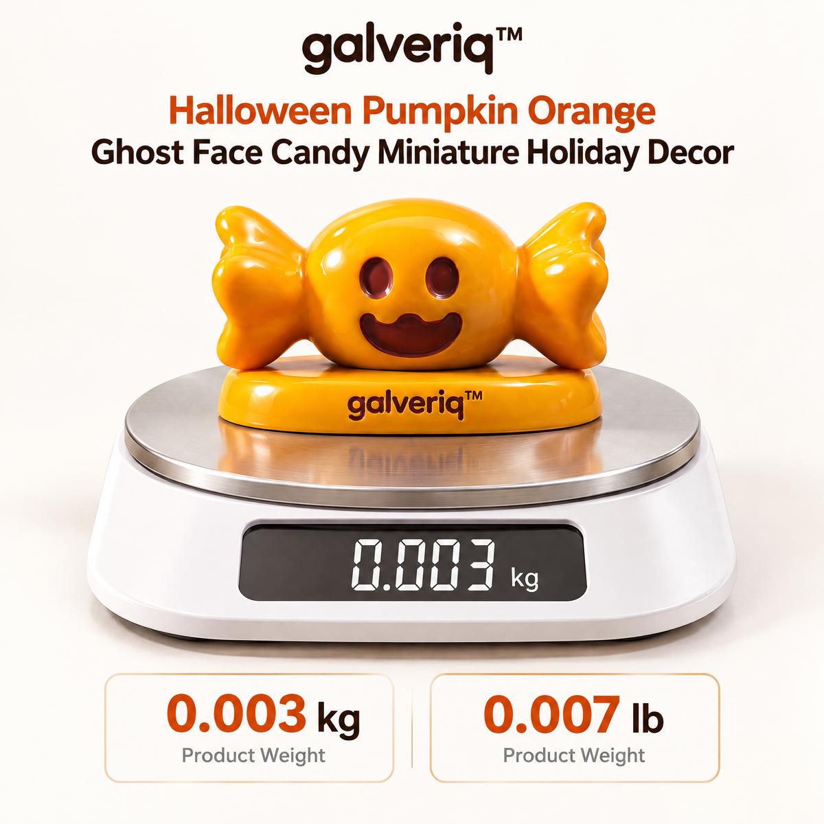 galveriq™ Halloween Pumpkin Orange Ghost Face Candy Miniature Holiday Decor