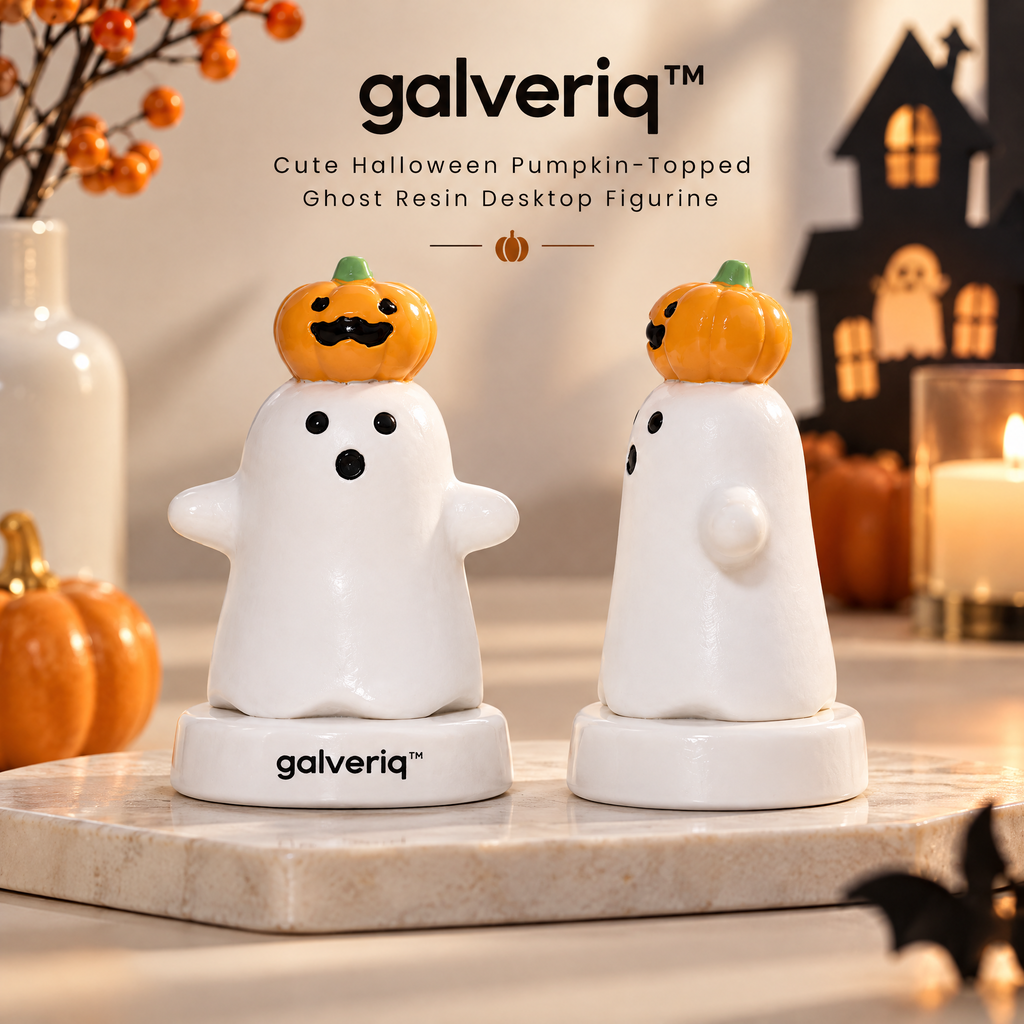 galveriq™ Cute Halloween Pumpkin-Topped Ghost Resin Desktop Figurine