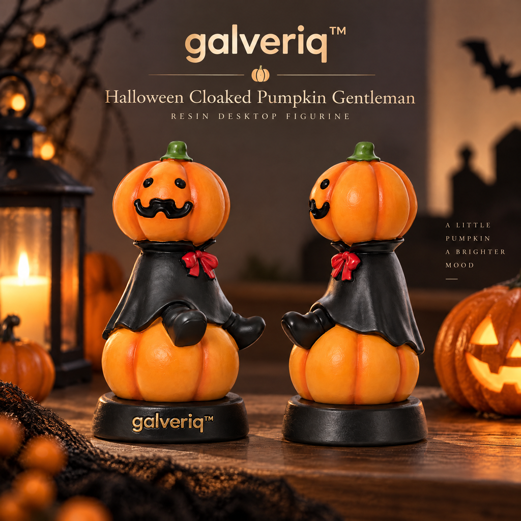 galveriq™ Halloween Cloaked Pumpkin Gentleman Resin Desktop Figurine