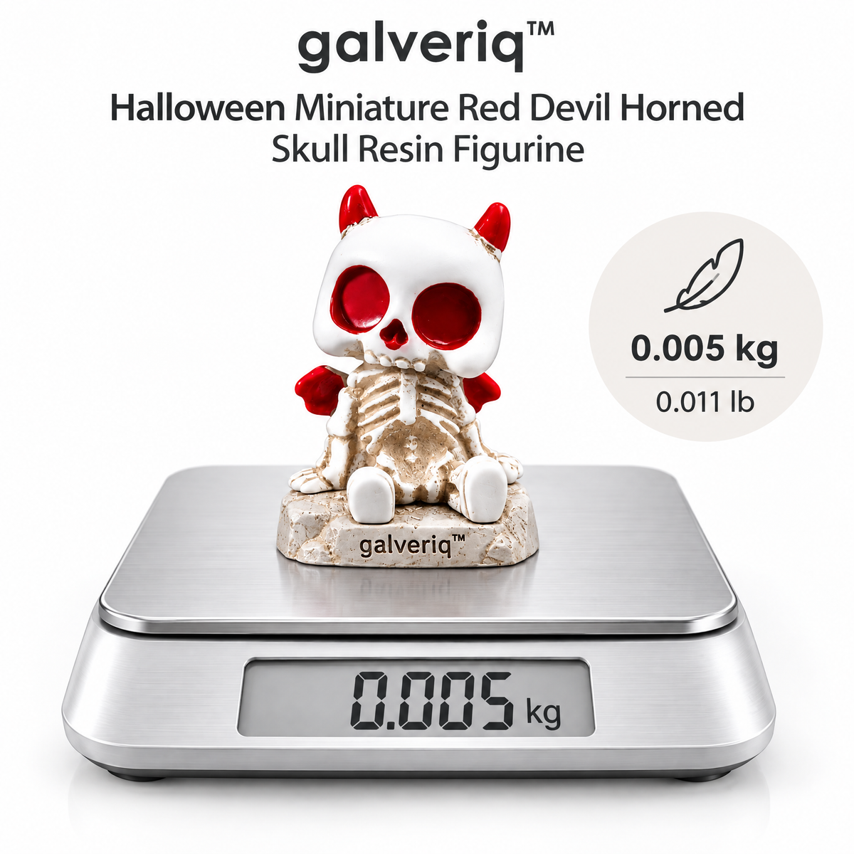 galveriq™ Halloween Miniature Red Devil Horned Skull Resin Figurine