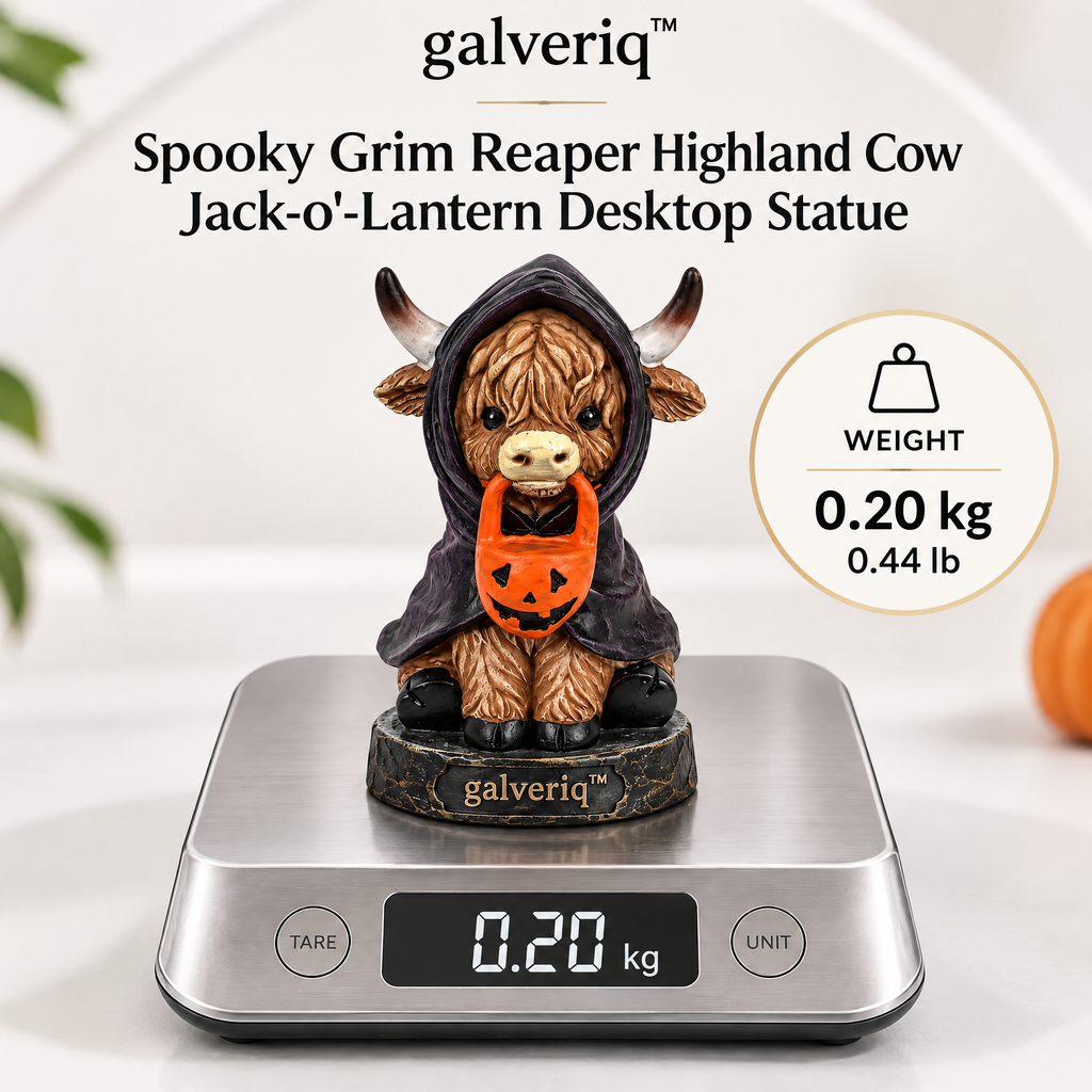 galveriq™ Spooky-Cute Mummy Highland Calf & Jack-O'-Lantern Desktop Statue