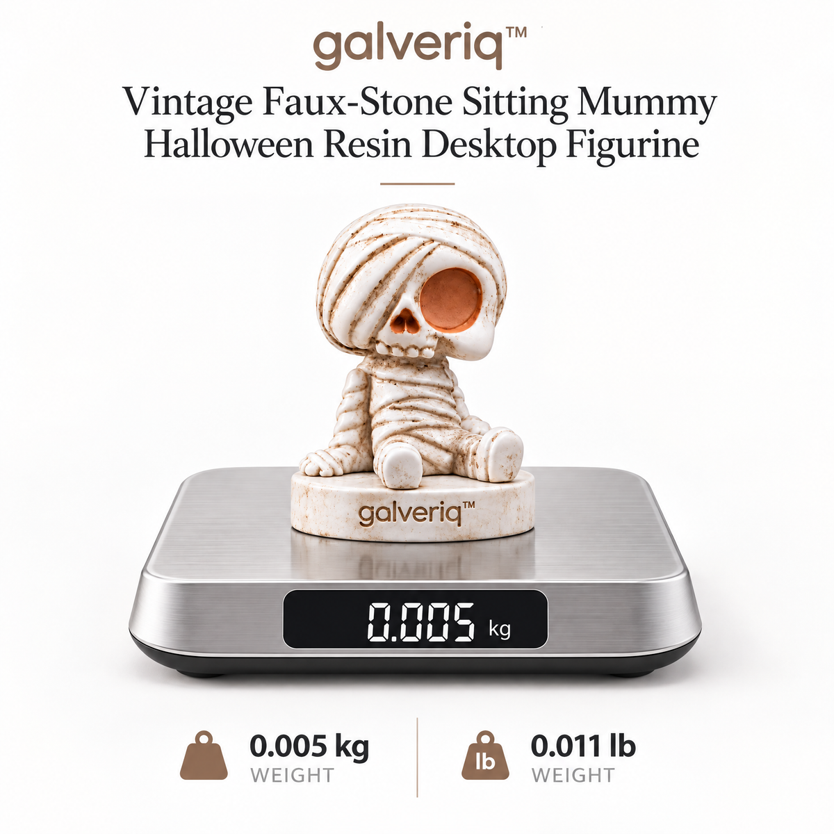 galveriq™ Vintage Faux-Stone Sitting Mummy Halloween Resin Desktop Figurine
