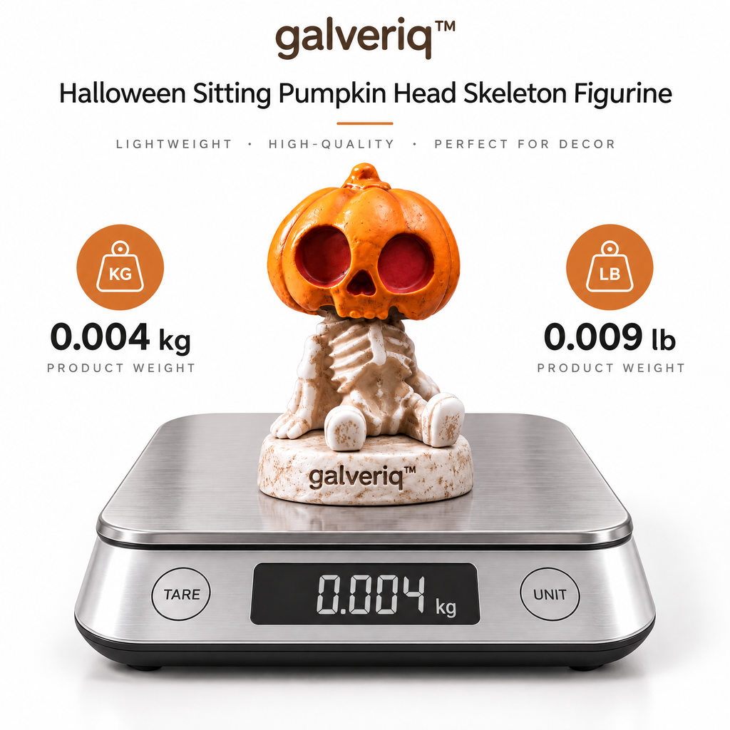galveriq™ Halloween Sitting Pumpkin Head Skeleton Figurine