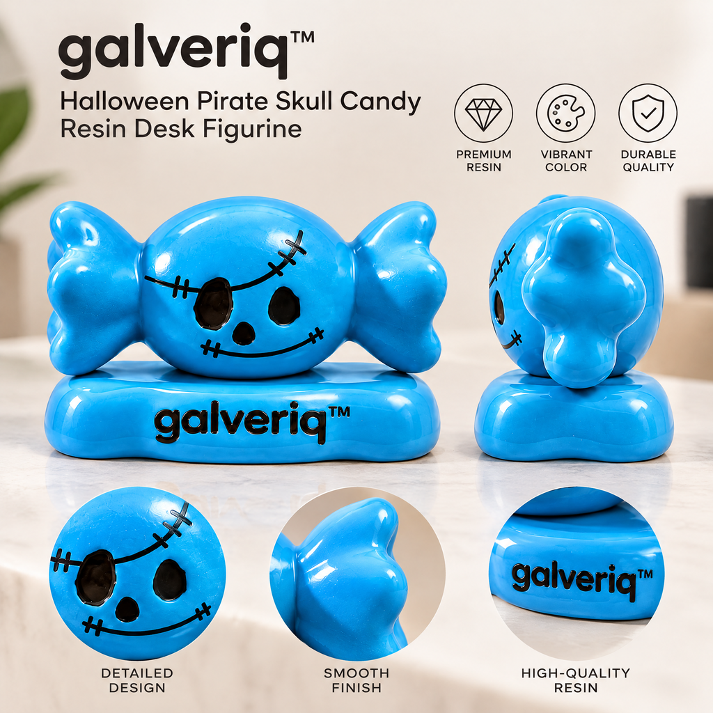galveriq™ Halloween Pirate Skull Candy Resin Desk Figurine