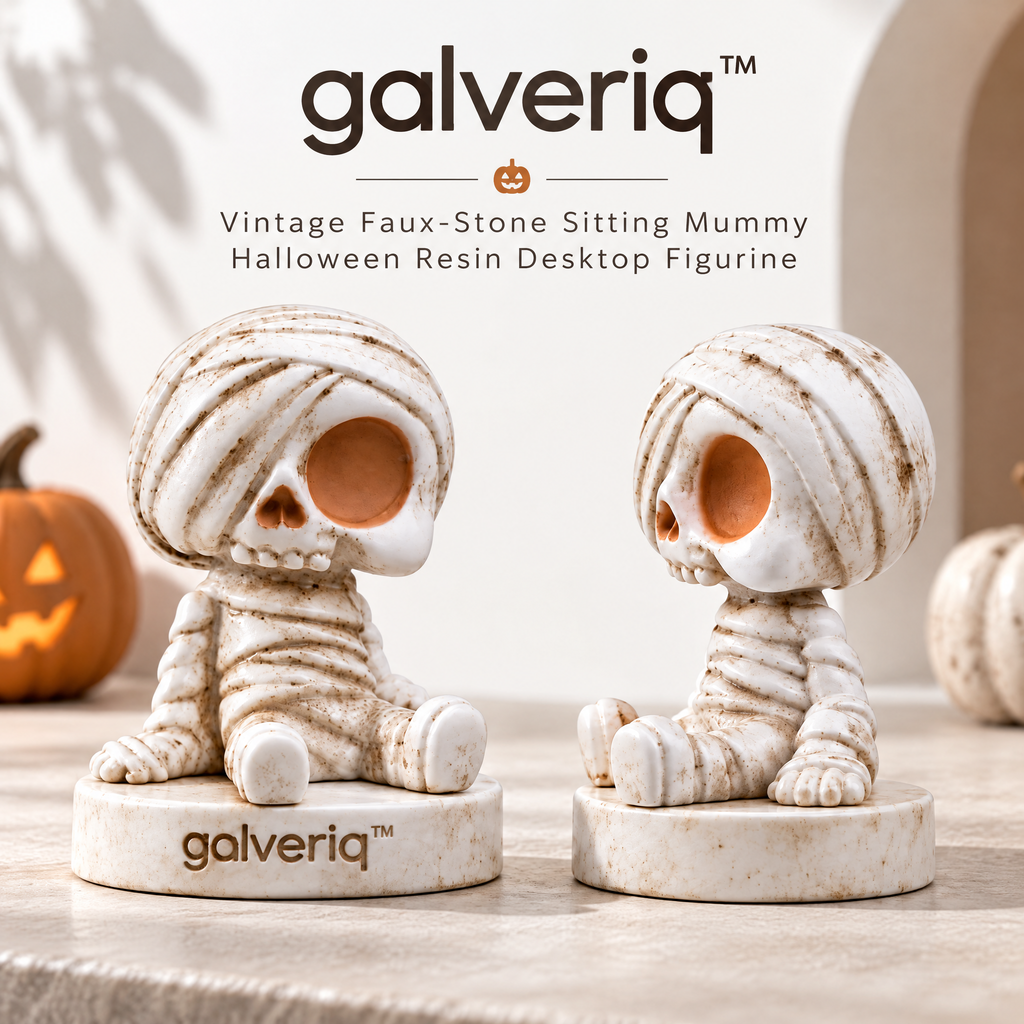 galveriq™ Vintage Faux-Stone Sitting Mummy Halloween Resin Desktop Figurine