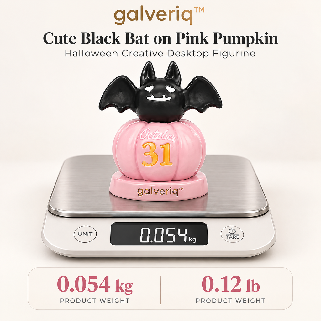 galveriq™ Cute Black Bat on Pink Pumpkin Halloween Creative Desktop Figurine