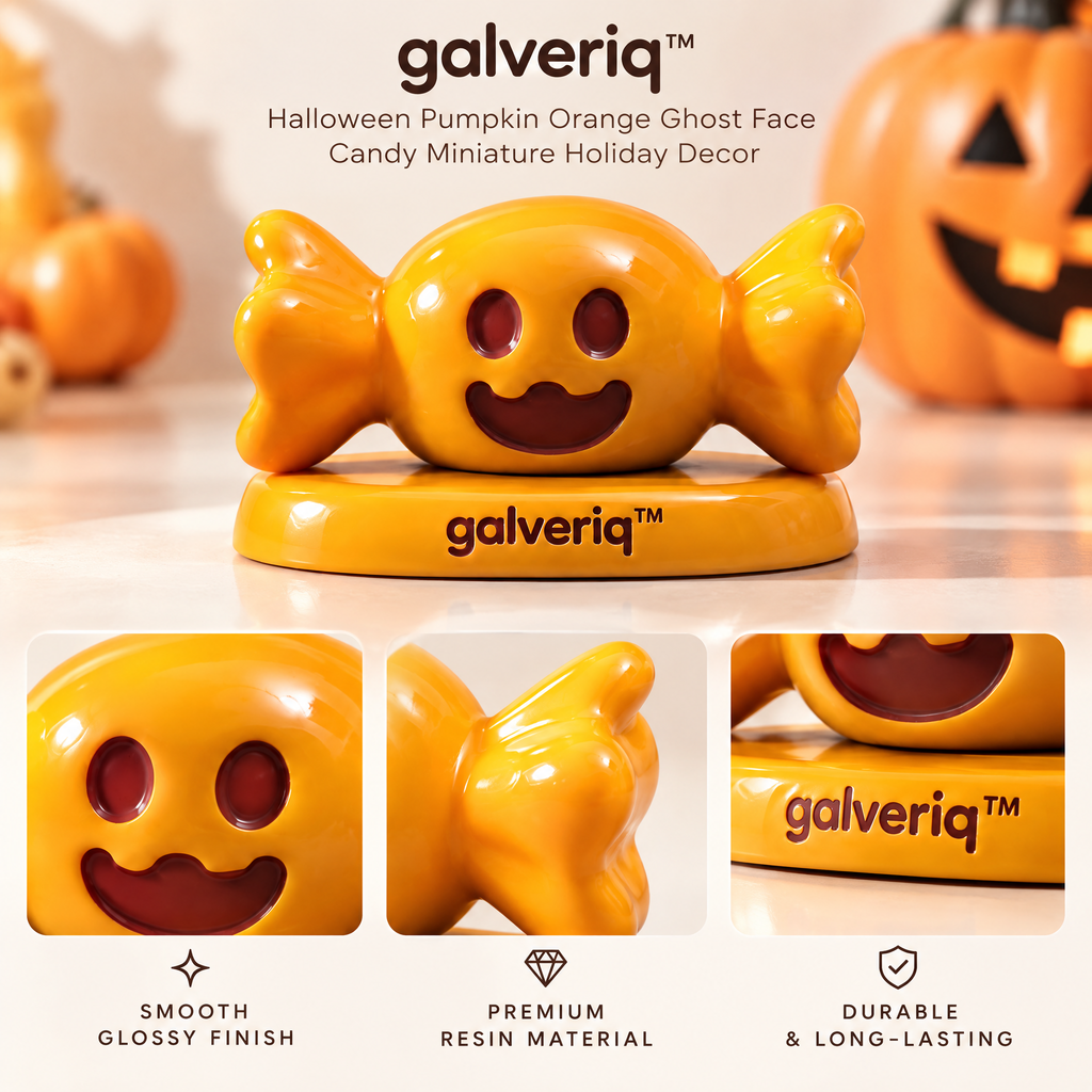 galveriq™ Halloween Pumpkin Orange Ghost Face Candy Miniature Holiday Decor