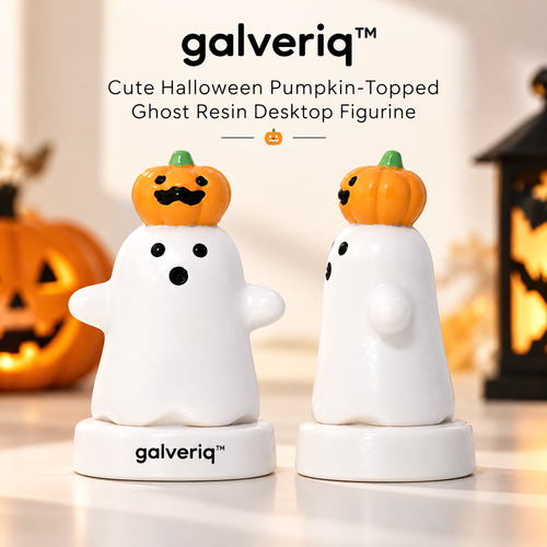 galveriq™ Cute Halloween Pumpkin-Topped Ghost Resin Desktop Figurine